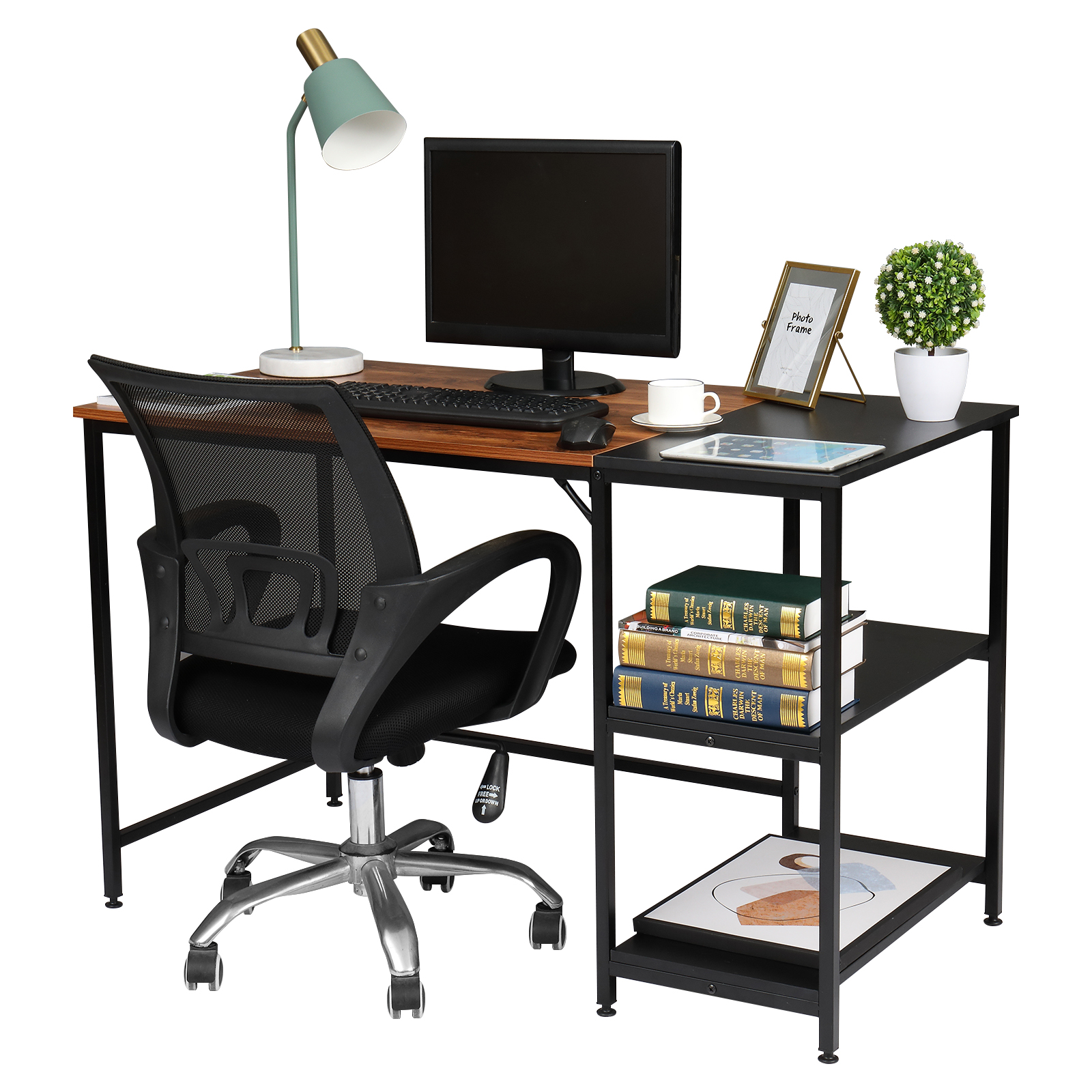 FCH 120cm Retro Color Black Particleboard Paste Triamine Stitching Computer Desk