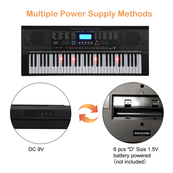 【AM不售卖】GEP-105 61键亮灯跟弹键盘多功能 黑色 S101 电子琴-18