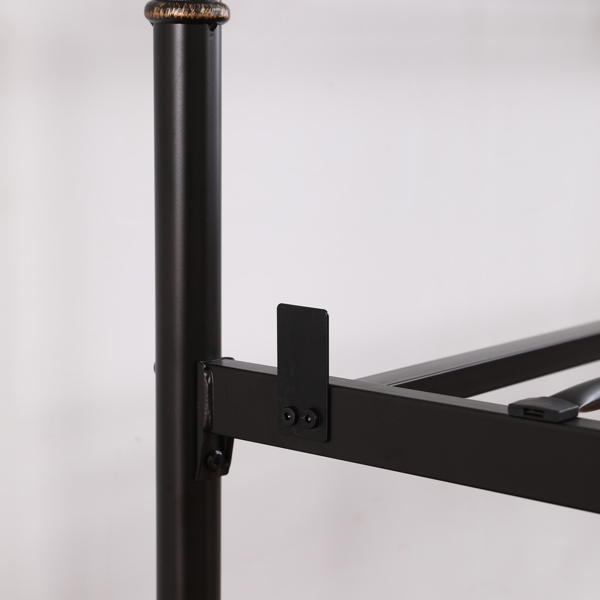 Single-layer Water Pipe Bed with Cross Design and Foot End Twin Black Iron Bed-23