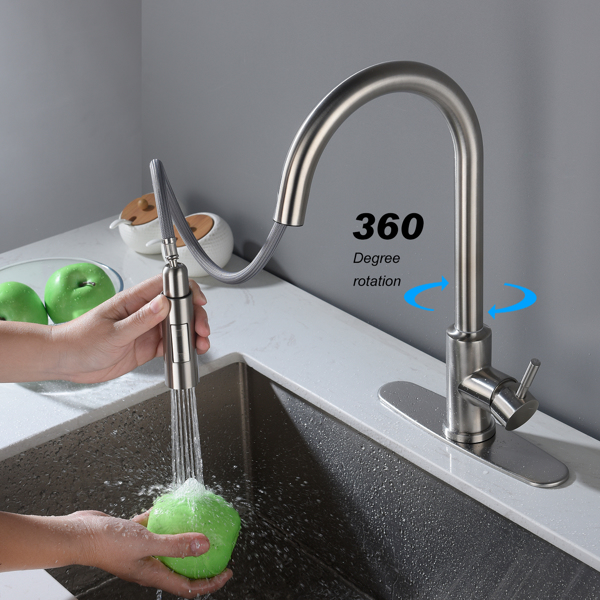  用下拉式喷雾器触摸厨房水龙头Touch Kitchen Faucet with Pull Down Sprayer-Brushed Nickel-3