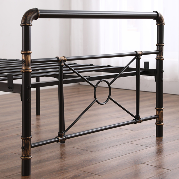 Single-layer Water Pipe Bed with Cross Design and Foot End Twin Black Iron Bed-28