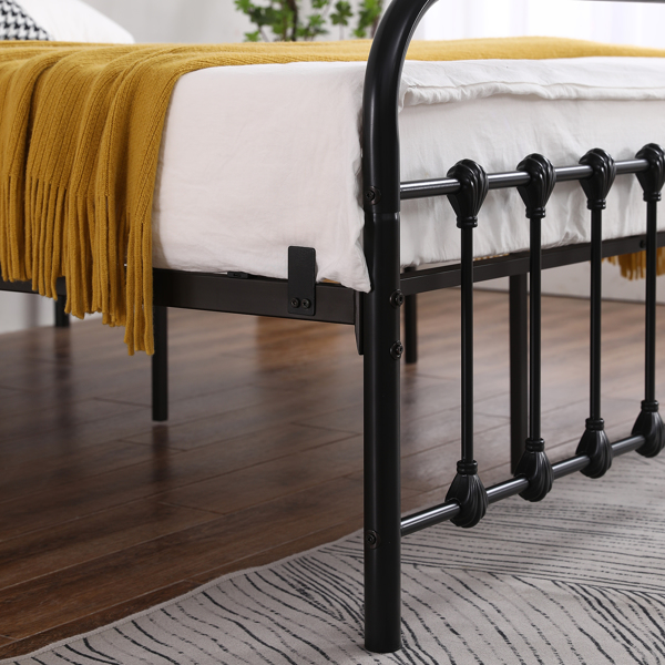 单层弧形框架床头床尾竖管带贝壳装饰 Queen 黑色 铁床 N101-24