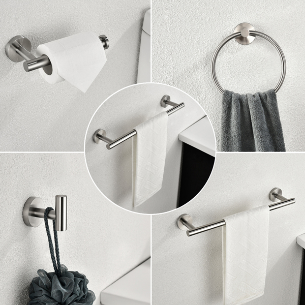 6 件套不锈钢浴室毛巾架套装壁挂式6 Piece Stainless Steel Bathroom Towel Rack Set Wall Mount-Brushed Nickel-1