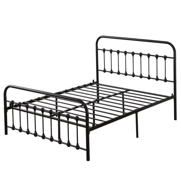 单层弧形框架床头床尾竖管带贝壳装饰 Queen 黑色 铁床 N101-9