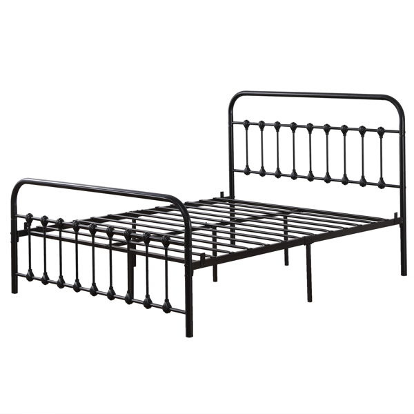 单层弧形框架床头床尾竖管带贝壳装饰 Queen 黑色 铁床 N101-6