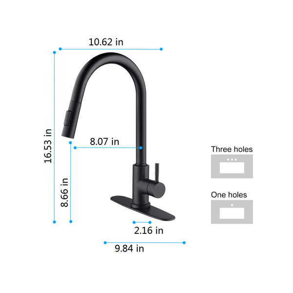  用下拉式喷雾器触摸厨房水龙头Touch Kitchen Faucet with Pull Down Sprayer-Matte Black-6