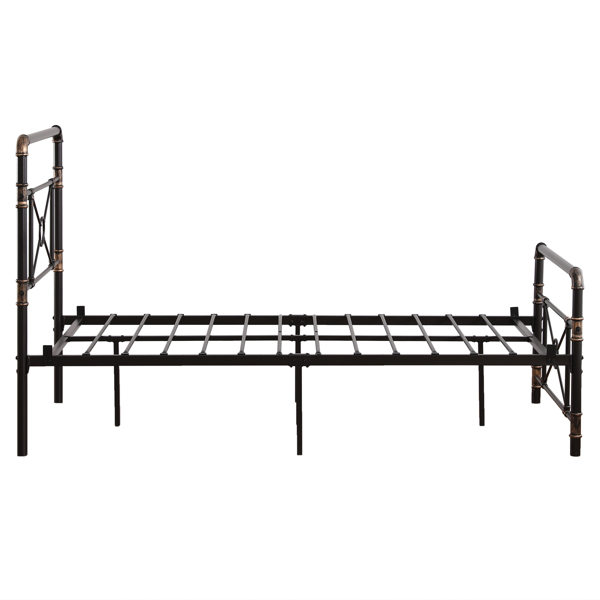 Single-layer Water Pipe Bed with Cross Design and Foot End Twin Black Iron Bed-18