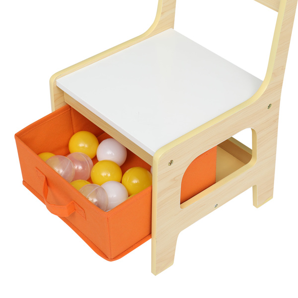 一桌两椅带两个收纳袋 三聚氰胺板 密度板 原木色 儿童桌椅 61.5*61.5*48cm 可收纳 N101-9