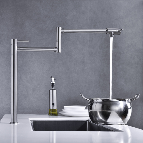  带加长柄的锅形填料水龙头Pot Filler Faucet Brushed Nickel Finish with Extension Shank-2