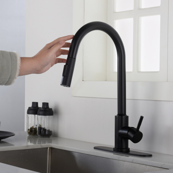  用下拉式喷雾器触摸厨房水龙头Touch Kitchen Faucet with Pull Down Sprayer-Matte Black