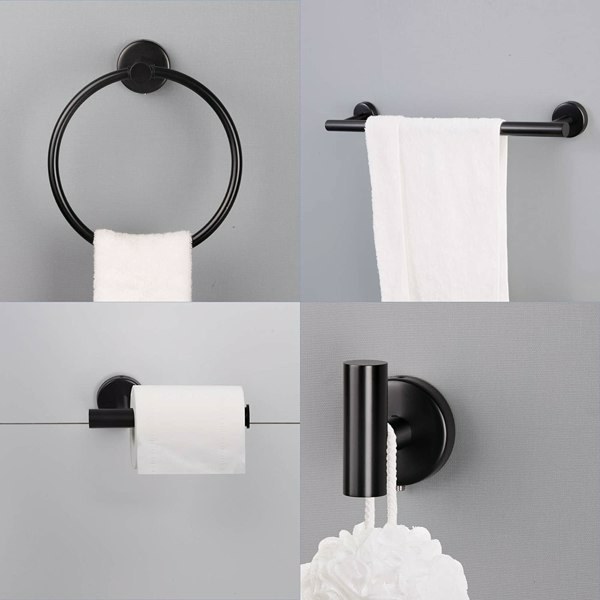 6 件套不锈钢浴室毛巾架套装壁挂式 6 Piece Stainless Steel Bathroom Towel Rack Set Wall Mount-Matte Black-3