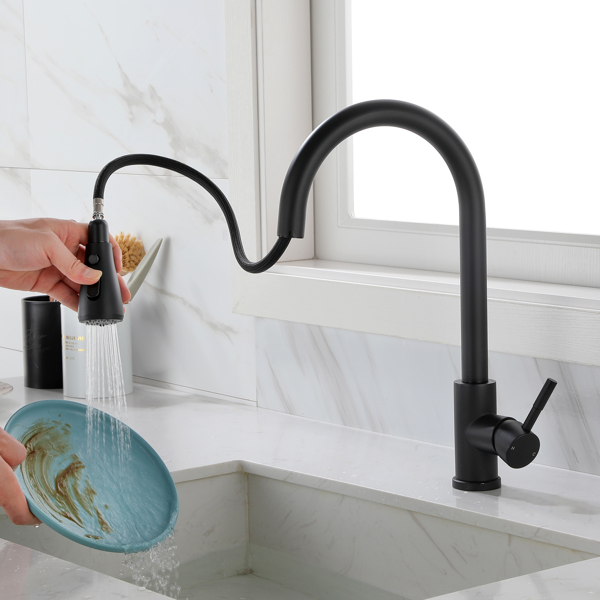 厨房水龙头家用洗菜盆龙头Kitchen Faucet with Pull Out Spraye-4