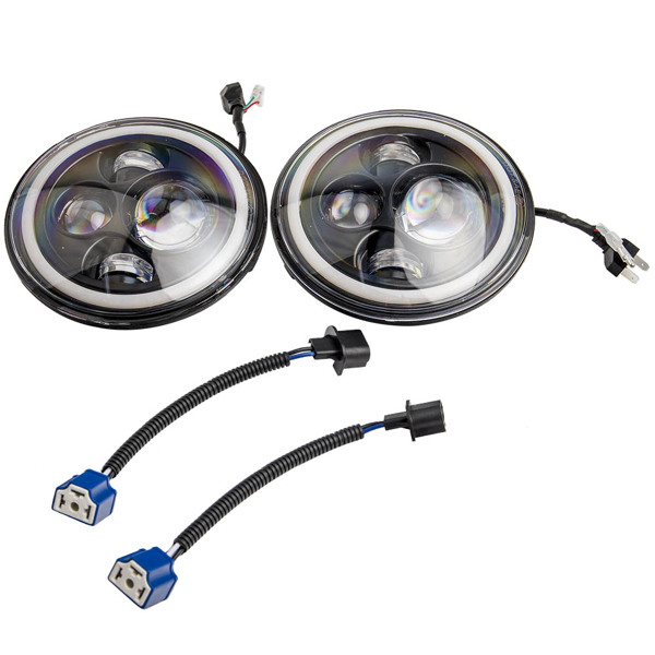 LED灯2x Round LED Angle Eyes Headlights 7 Inch For Jeep Wrangler JK TJ For Hummer H2-1