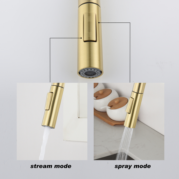  用下拉式喷雾器触摸厨房水龙头Touch Kitchen Faucet with Pull Down Sprayer-Brushed Gold-6