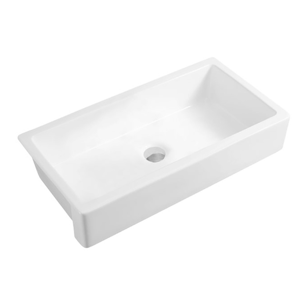 农舍/围裙前白色陶瓷厨房水槽36" W Farmhouse/Apron Front White Ceramic Kitchen Sink-1