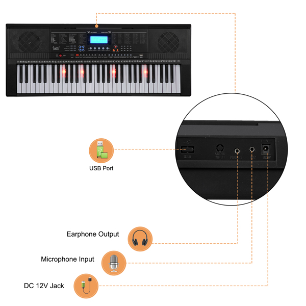 【AM不售卖】GEP-105 61键亮灯跟弹键盘多功能 黑色 S101 电子琴-15