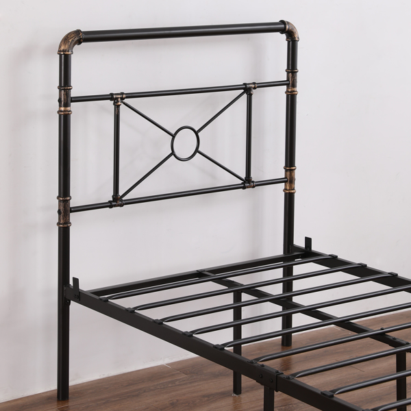 Single-layer Water Pipe Bed with Cross Design and Foot End Twin Black Iron Bed-27