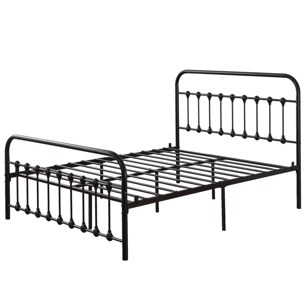 单层弧形框架床头床尾竖管带贝壳装饰 Queen 黑色 铁床 N101-7