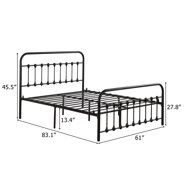 单层弧形框架床头床尾竖管带贝壳装饰 Queen 黑色 铁床 N101-25