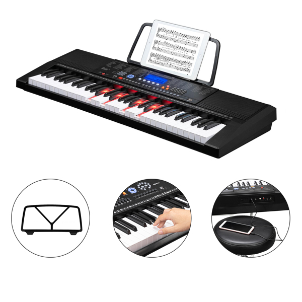 【AM不售卖】GEP-105 61键亮灯跟弹键盘多功能 黑色 S101 电子琴-16