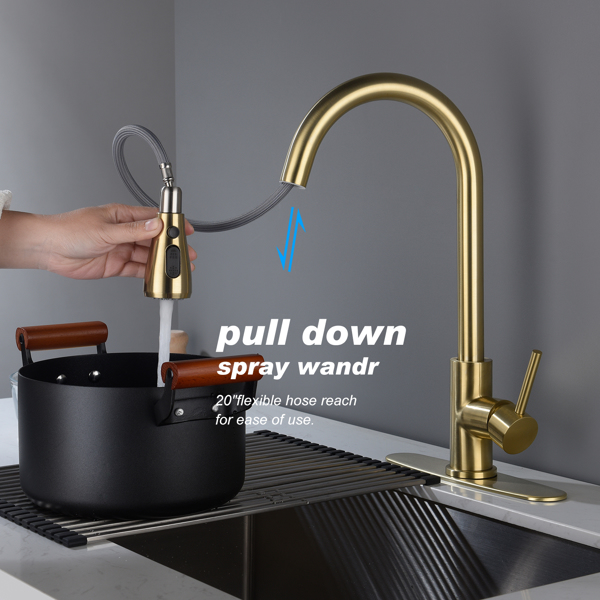 厨房水龙头家用洗菜盆龙头Kitchen Faucet with Pull Out Spraye-9