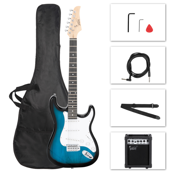【AM不售卖】Glarry GST 单-单-单拾音器 玫瑰木指板椴木琴身 化蓝色 ST电吉他+音箱套装-11