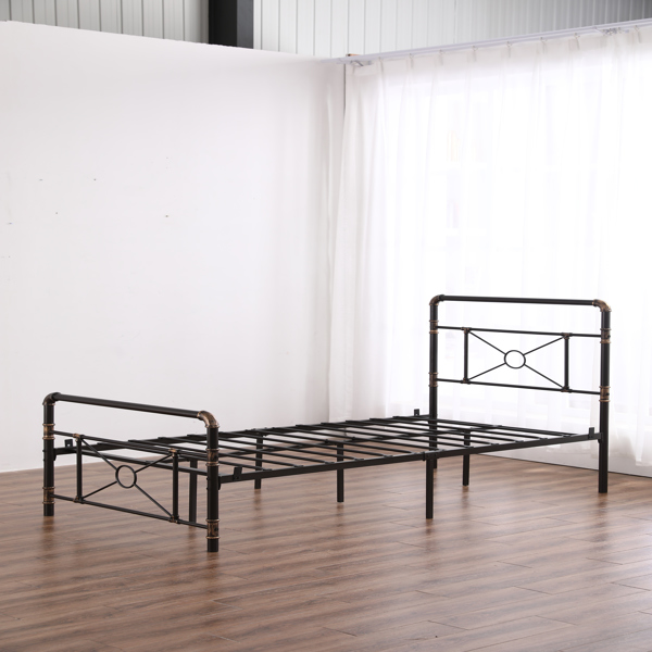 Single-layer Water Pipe Bed with Cross Design and Foot End Twin Black Iron Bed-33