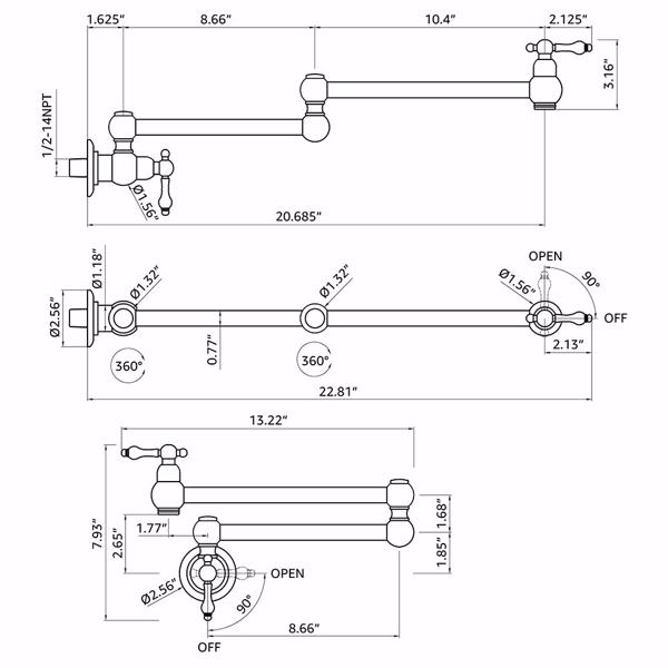 折叠龙头 Folding faucet Pot Filler Faucet Wall Mount-7