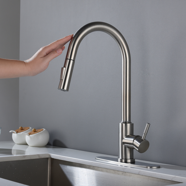  用下拉式喷雾器触摸厨房水龙头Touch Kitchen Faucet with Pull Down Sprayer-Brushed Nickel-1