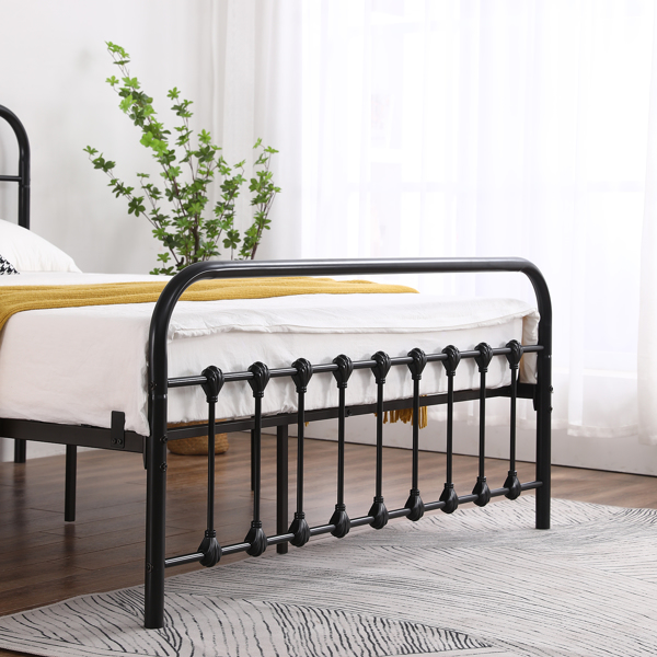 单层弧形框架床头床尾竖管带贝壳装饰 Queen 黑色 铁床 N101-17