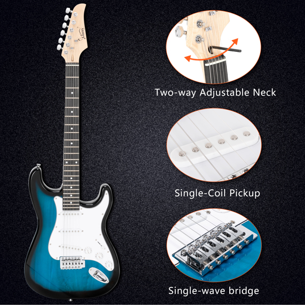【AM不售卖】Glarry GST 单-单-单拾音器 玫瑰木指板椴木琴身 化蓝色 ST电吉他+音箱套装-26