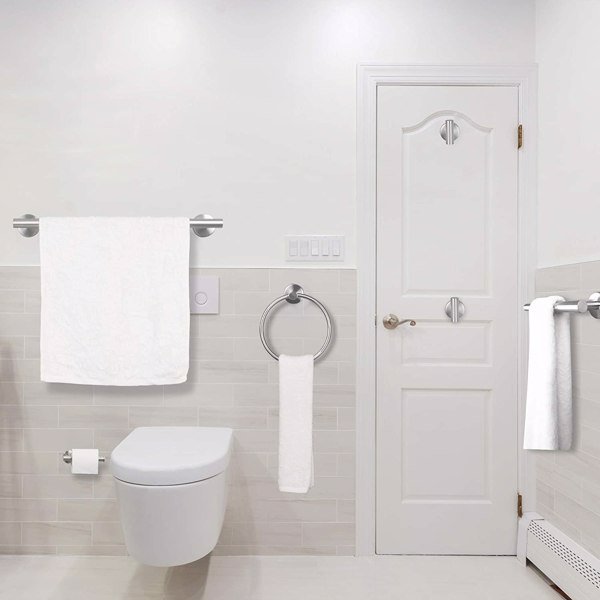 6 件套不锈钢浴室毛巾架套装壁挂式6 Piece Stainless Steel Bathroom Towel Rack Set Wall Mount-Brushed Nickel-2