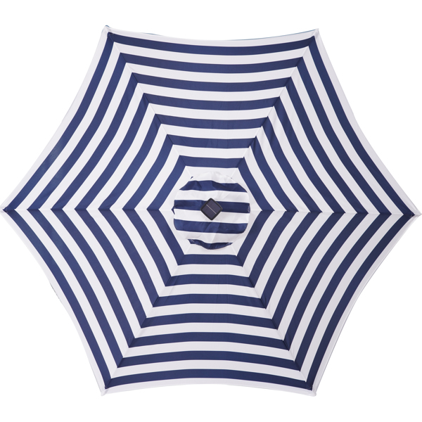 户外天井8.7英尺市场桌子伞带24LED灯，带曲柄和倾斜按钮，蓝白条纹[不包括伞底座] -2
