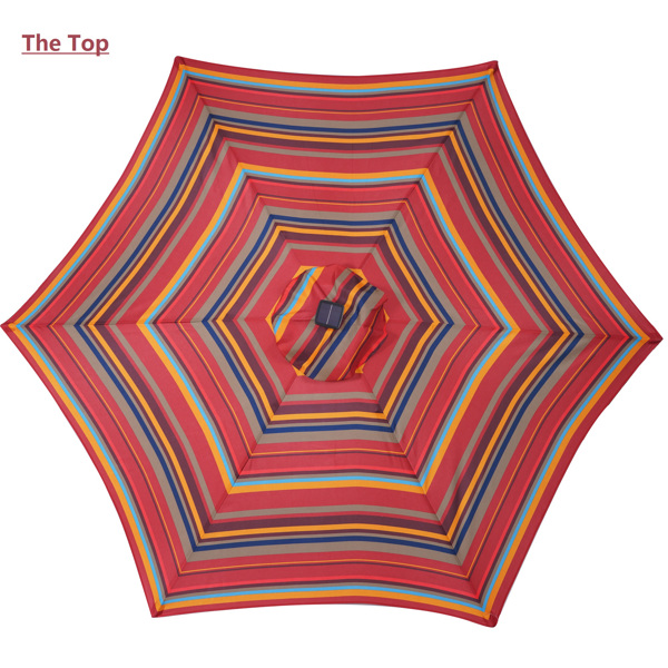 户外天井8.7英尺市场桌子伞带24LED灯，带曲柄和倾斜按钮，红色条纹[不包括伞底座] -2