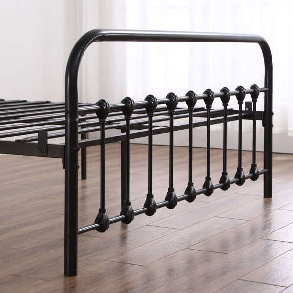 单层弧形框架床头床尾竖管带贝壳装饰 Queen 黑色 铁床 N101-11