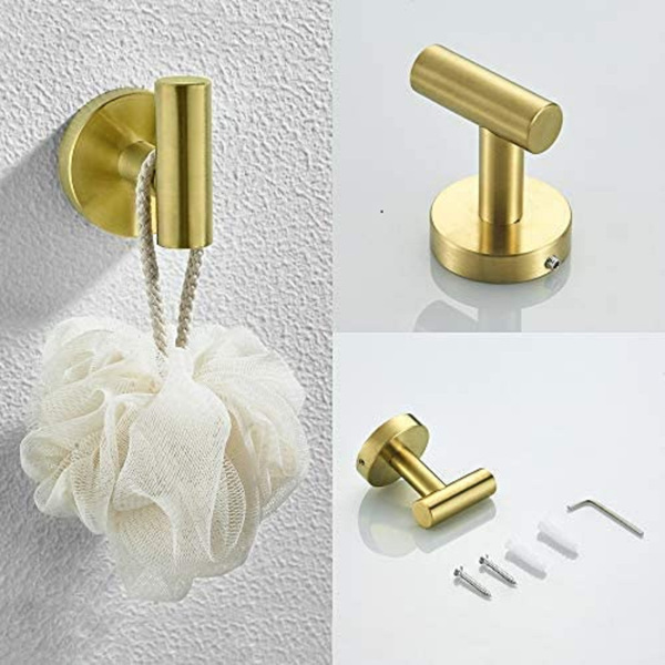 3件套浴室挂件毛巾架五金套装3 - Piece Bathroom Hardware Set-Brushed Gold-4