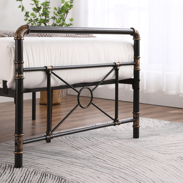Single-layer Water Pipe Bed with Cross Design and Foot End Twin Black Iron Bed-31