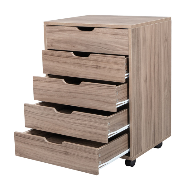 五抽 密度板贴PVC 灰橡木色 木制文件柜 N001-12