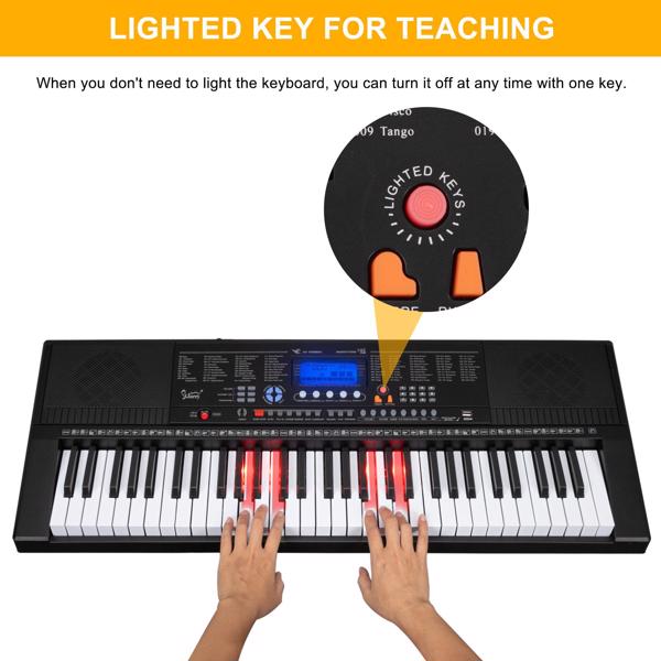 【AM不售卖】GEP-105 61键亮灯跟弹键盘多功能 黑色 S101 电子琴-6