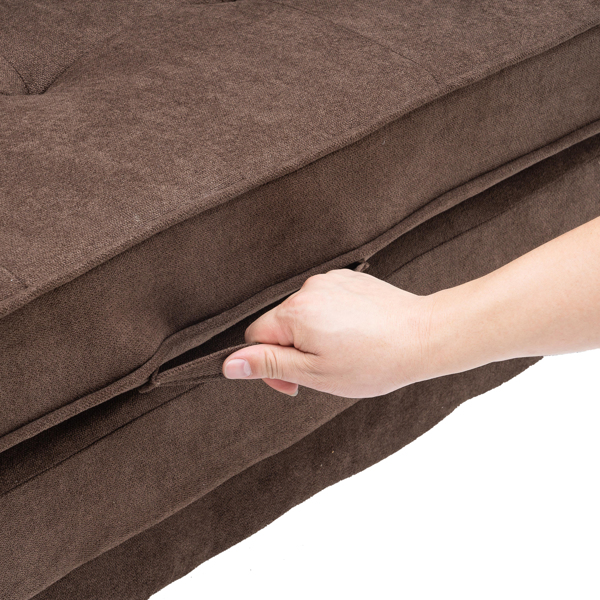  拆装 靠背拉点 双人沙发床 棕色 沙发床 简约北欧风格 148*74*81cm 实木 软包 N101 -59