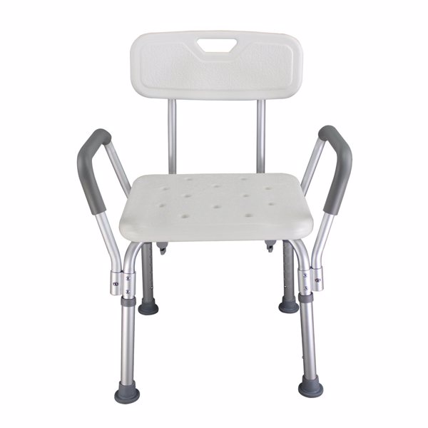 PE吹塑板铝管 带靠背扶手 白色 洗澡椅 CST-3052-2