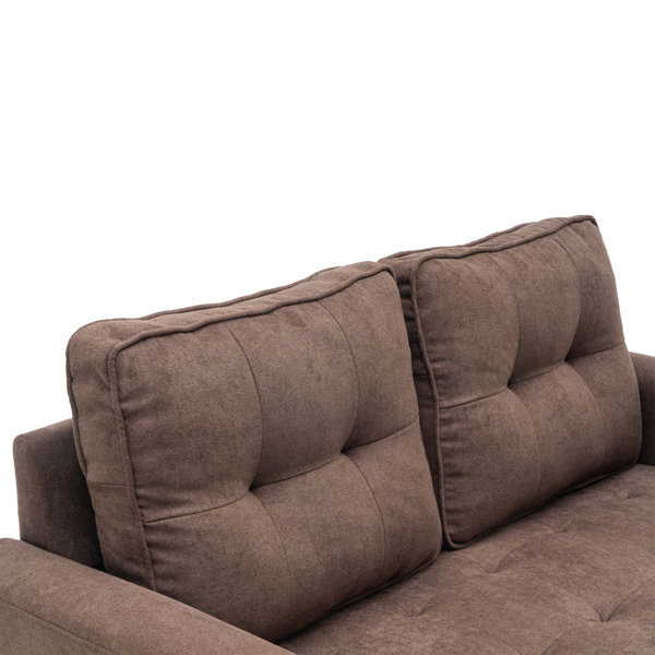  拆装 靠背拉点 双人沙发床 棕色 沙发床 简约北欧风格 148*74*81cm 实木 软包 N101 -22