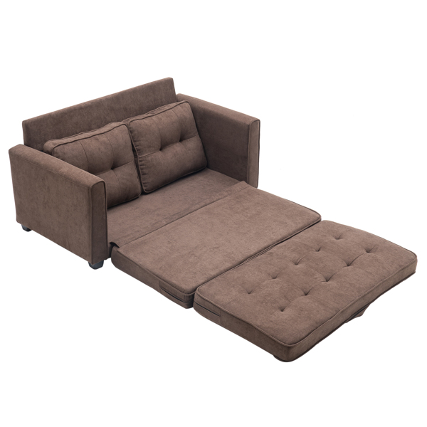  拆装 靠背拉点 双人沙发床 棕色 沙发床 简约北欧风格 148*74*81cm 实木 软包 N101 -4
