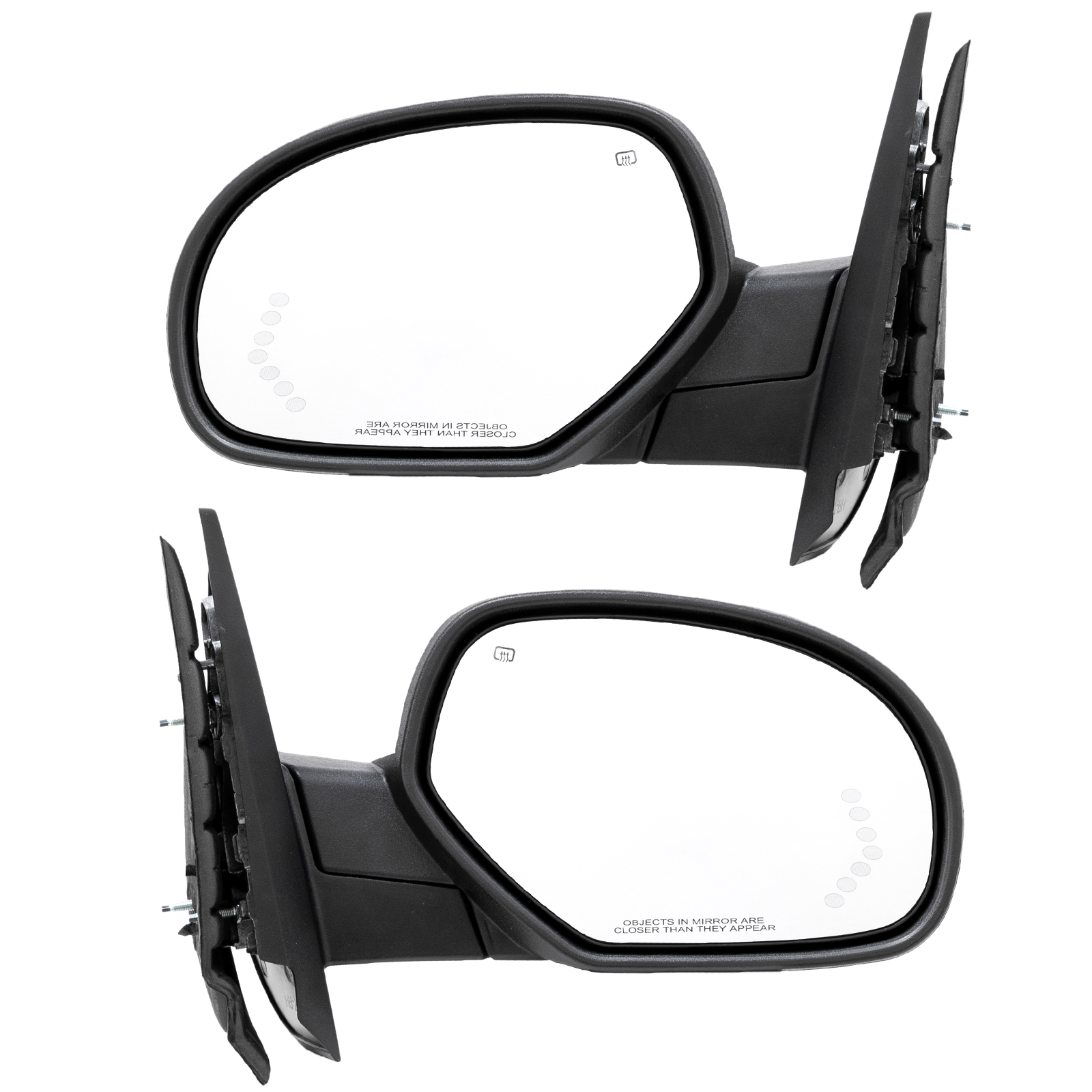 Power Heated For 2007-13 Chevy GMC Chrome Memory Arrow Light Side Mirrors Pair