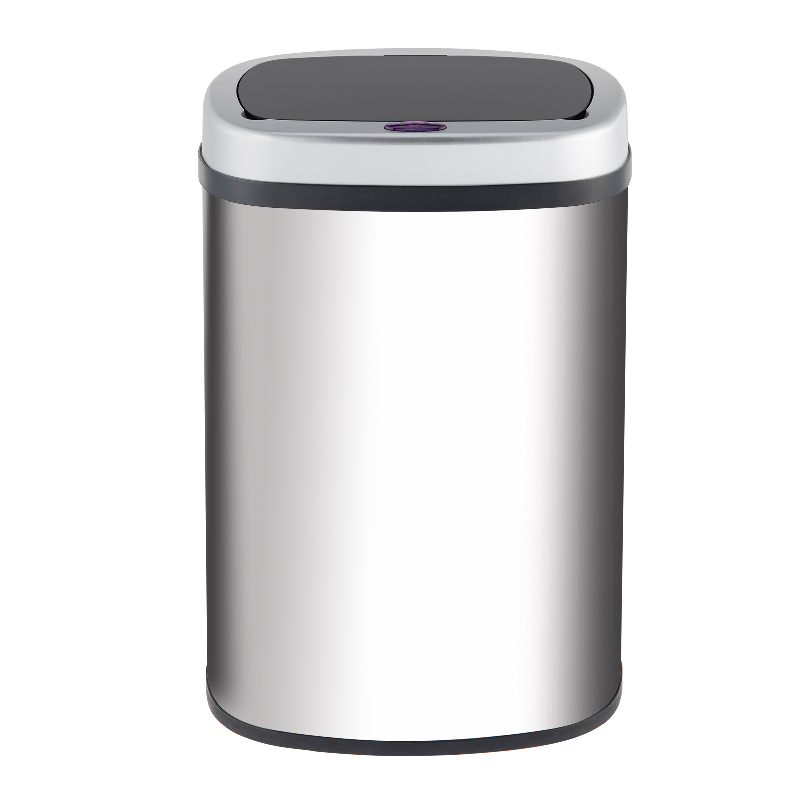 Smart Trash Can Cylindrical  Ordinary Mirror Barrel Body Φ30.5x78 Stainless Steel ABS Material Waterproof Black Induction Type Automatic