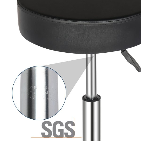 半PU皮 SGS认证气杠 定型棉8cm厚度 尼龙轮 150kg 黑色 技师凳 圆形坐垫 哈哈脚-56