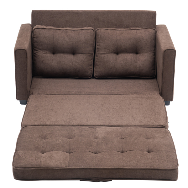  拆装 靠背拉点 双人沙发床 棕色 沙发床 简约北欧风格 148*74*81cm 实木 软包 N101 -38