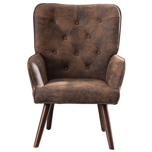 靠背拉点 鹿皮绒 软包 棕色 室内休闲椅 简约北欧风格 S101-3