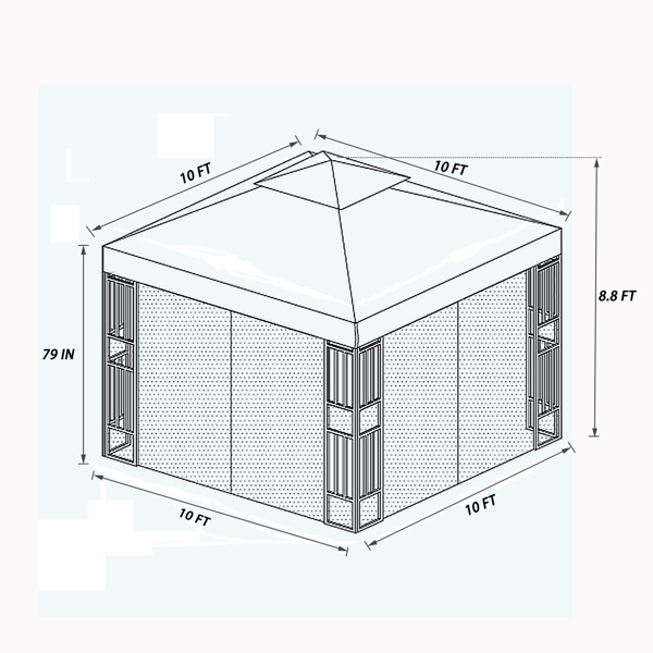 10x10英尺户外露台帐篷凉棚遮阳棚，带通风双层顶和四面网纱蚊帐(可拆卸)，适用于草坪，花园，后院和甲板（米色顶部）-7