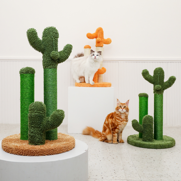 粽色仙人掌猫抓柱子带有3个猫抓柱，1个吊球，猫互动玩具适合小型猫-9
